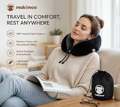 Memory Foam Travel Neck Pillow – Ergonomic Support for Flights, Cars & Trains